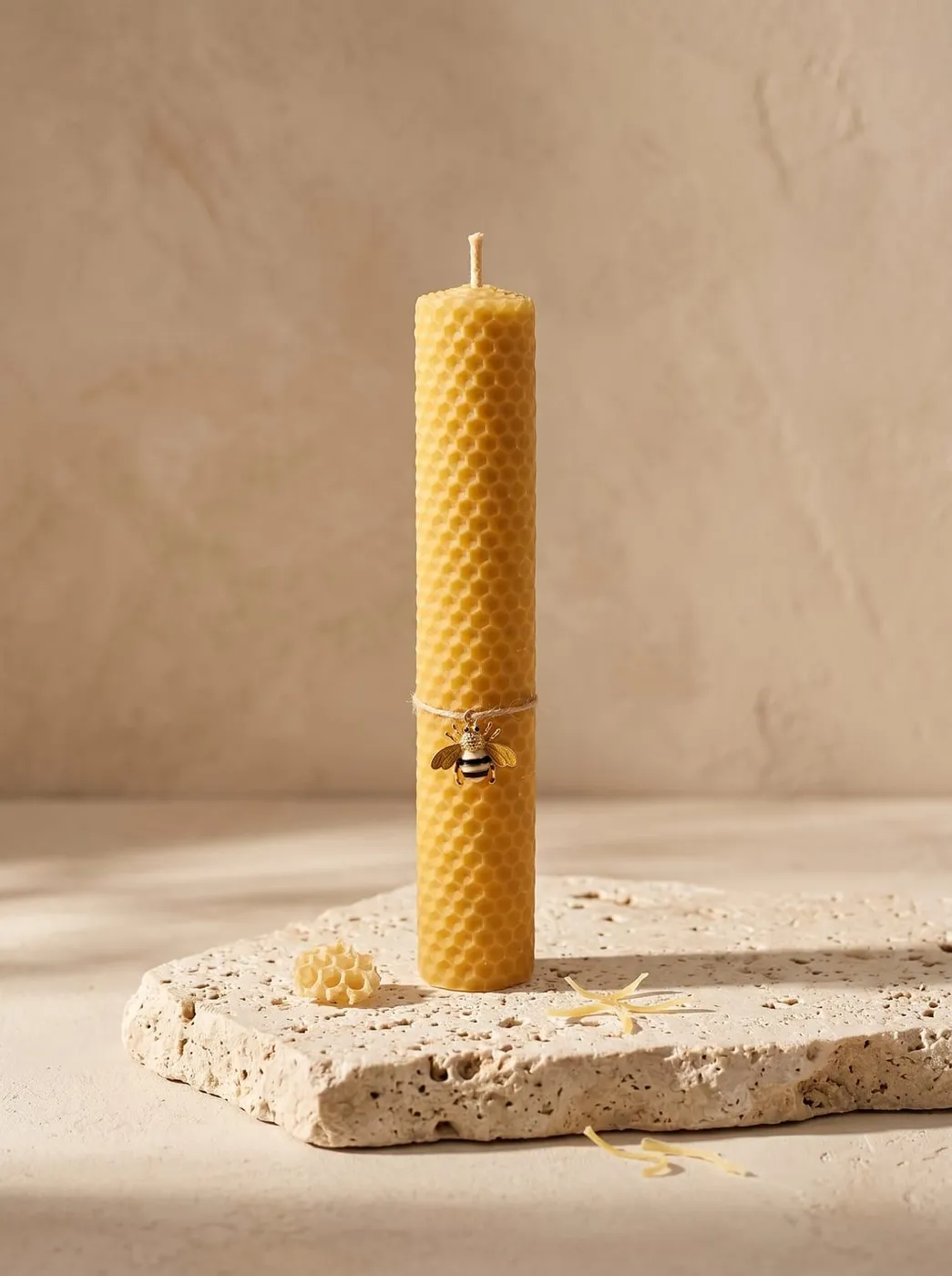Χειροποίητη Λαμπάδα — Φυσικό Μελισσοκέρι + bee